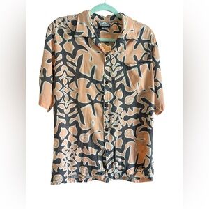 Manuhealii Light Coral and Brownish-Beige Men’s Aloha Shirt